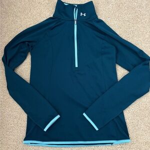 Women’s teal Under Armour long sleeve zip pullover size XS